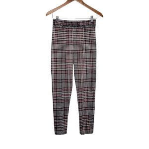 iZ Byer Girls Plaid Pull-On Stretch Waist Knit Skinny Pants Size 16 Black & Pink